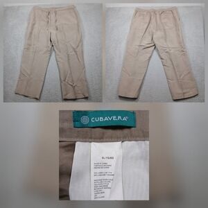 Cubavera Linen Pants Mens XL Tan Drawstring Elastic Waist Casual